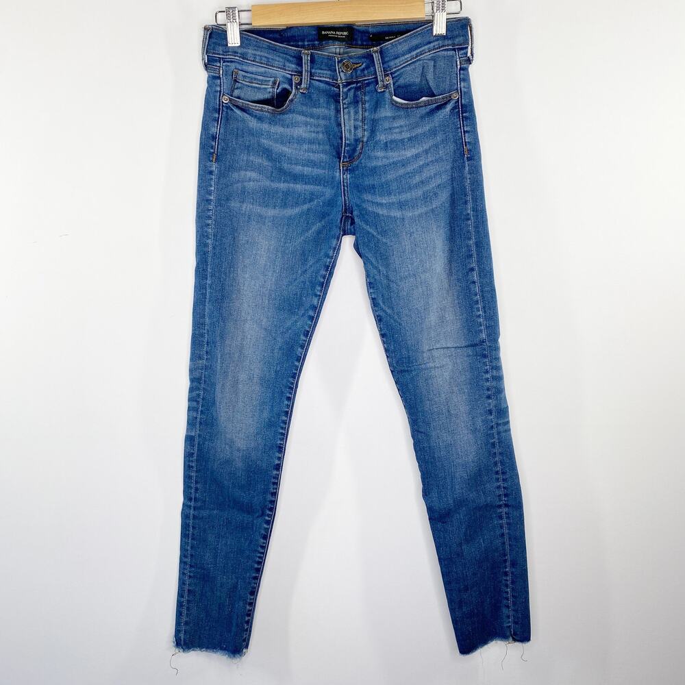 Banana Republic Premium Denim Medium Wash Zip Fly Skinny Jeans Women's Size 27